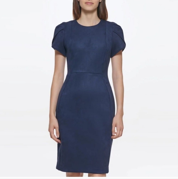 calvin klein navy blue sheath dress Calvin Klein Sleeveless Dress Blue Size 6 SKU 001004-7  Designers On A Dime